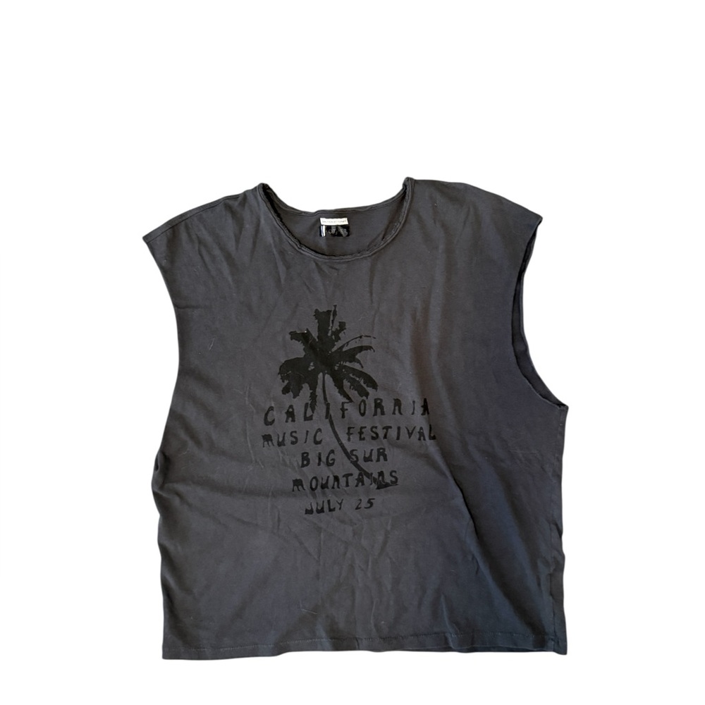 MOTHER Gray/Black Cut Off Muscle Tee- M- California Music Festival Big Sur